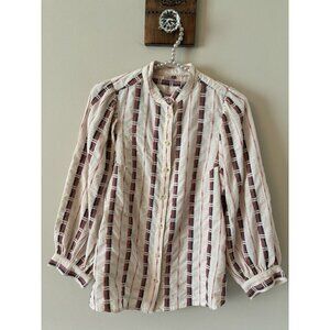 Pilcro Womens Size XS The Bella Femme Button Front Shirt Boho Embroidered